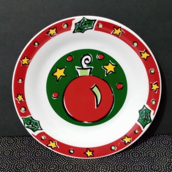 Gibson Christmas Treasures Red Ball SALAD/DESSERT - Picture 1 of 7